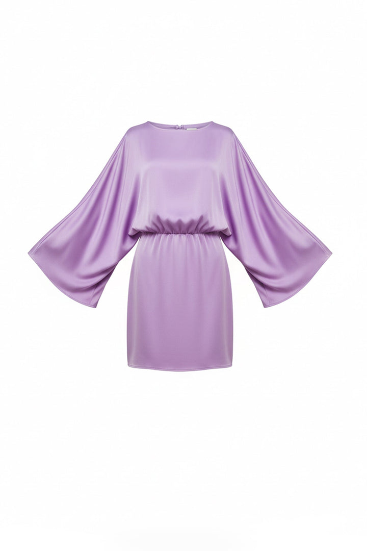 Shahida Parides, women’s crew neck long sleeve mini dress, bell sleeve mini dress, feminine mini dress,