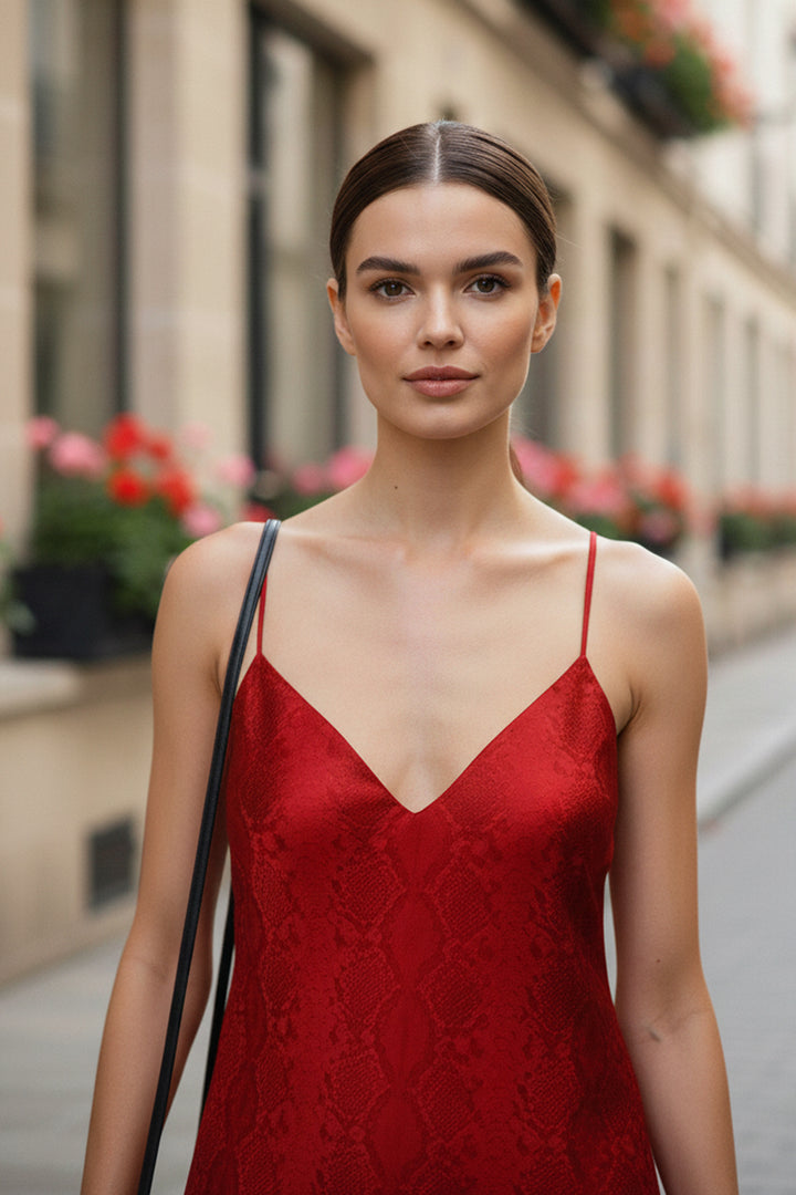 solid blood stone, cami top, Kyle Richards, vegan silk, cupro fabric, sustainable, womens fashion