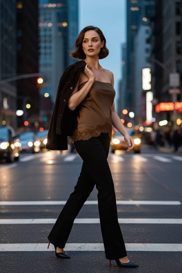 N ea Pari,
Casual Lace Trim Top,
Elegant Women's Lace Top,
Strapless Lace Top for Night Out,