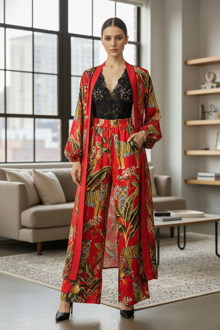 wide leg silk, high waist pant, designer womens pants, kyle x shahida, travel style outfit