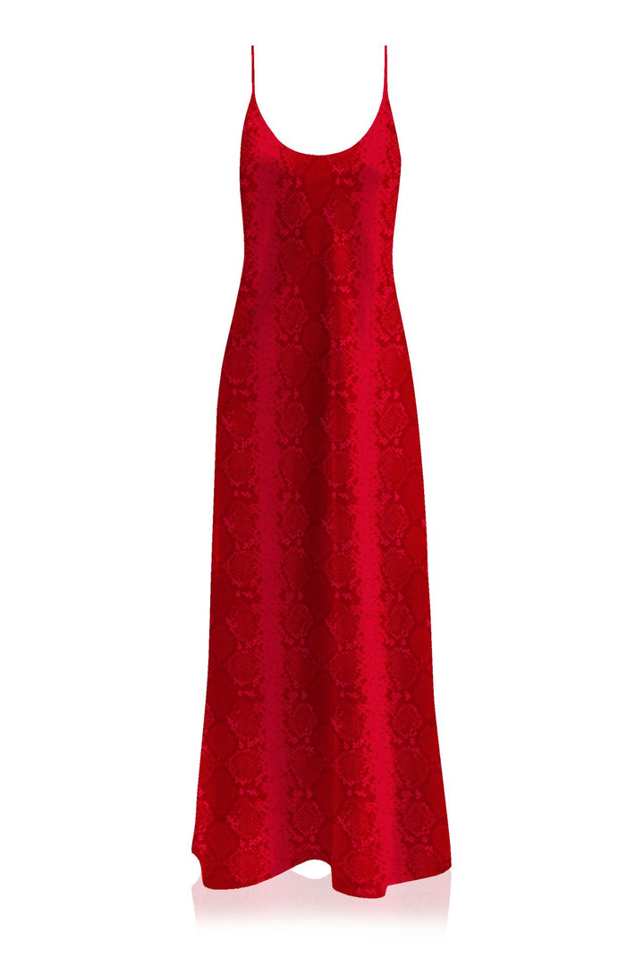 cupro gown, vegan silk, cami dress, slip dress, solid blood stone, womens fashion, designer dress, luxury, stylish