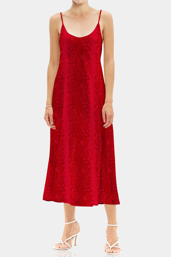 vegan silk, camisole midi, slip dress, solid blood stone, Shahida Kyle Richards, designer, womens fashion, luxury