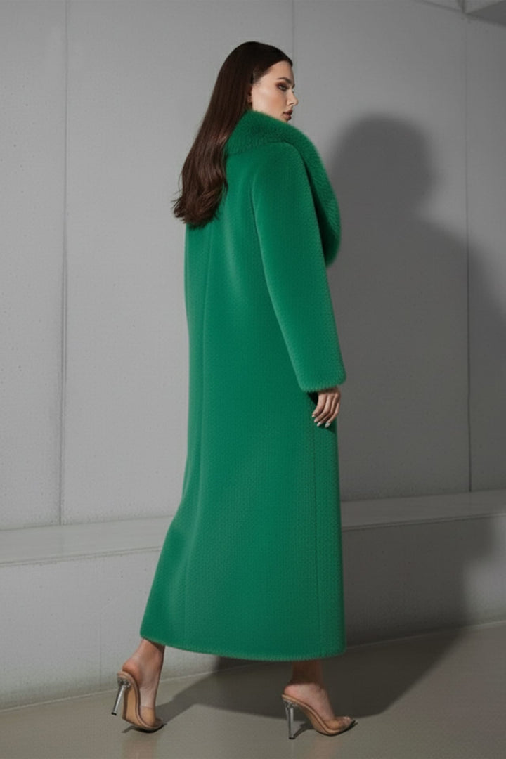 High-quality green faux fur coat-Green faux fur winter coat, Shahida,