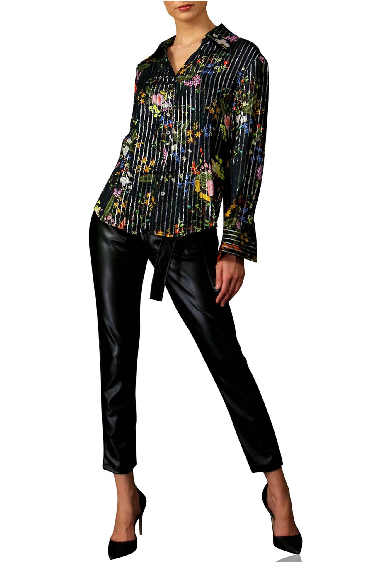 "bird print dress shirt" "floral button shirt womens" "Kyle X Shahida" "printed shirt for women"