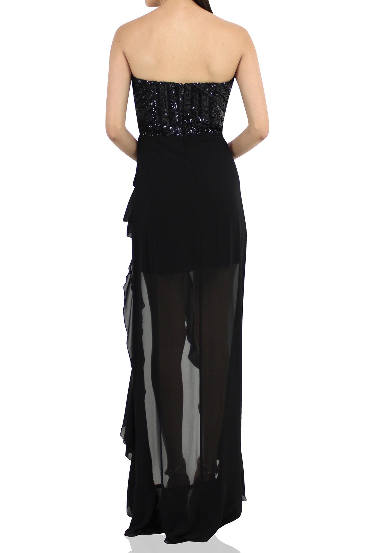 "high low dress sequin"  "Kyle X Shahida" "black sequin party dress" "womens black sequin dress"