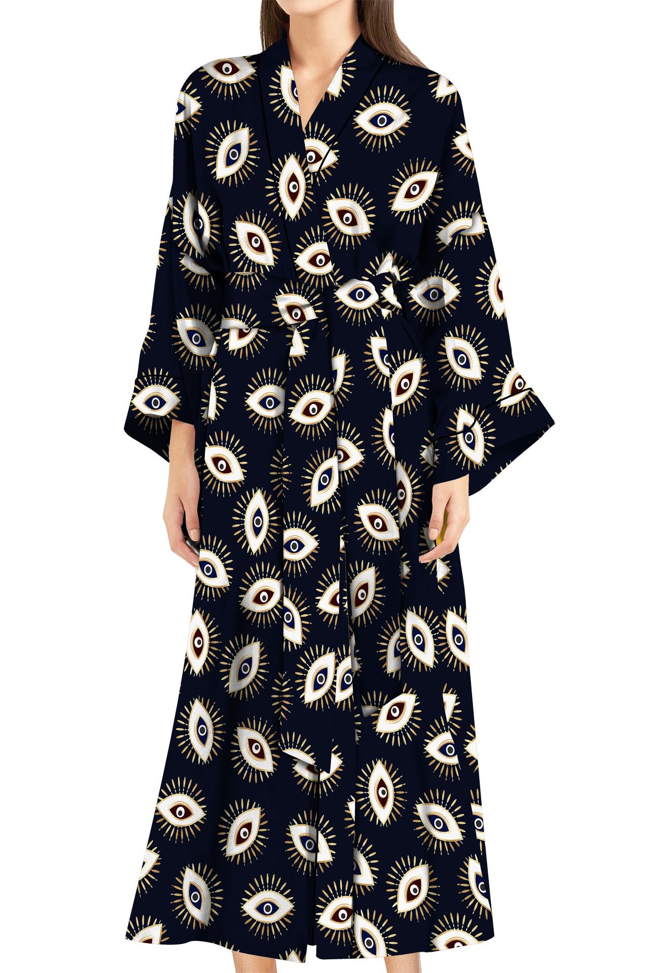 "Kyle X Shahida" "ladies black robe" "black silk kimono" "silk robes for women short"