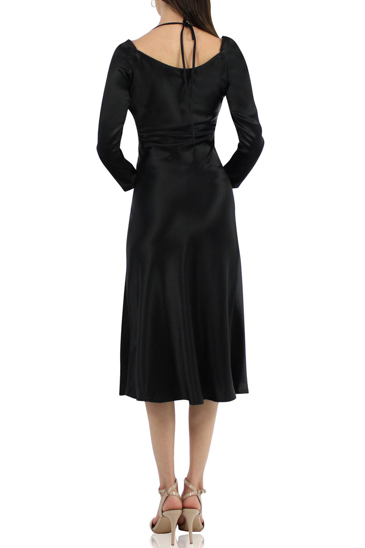 Designer Black Dress Midi Dress | Cowl Neckline Dress Designer Black Dress Midi Dress | Cowl Neckline Dress
