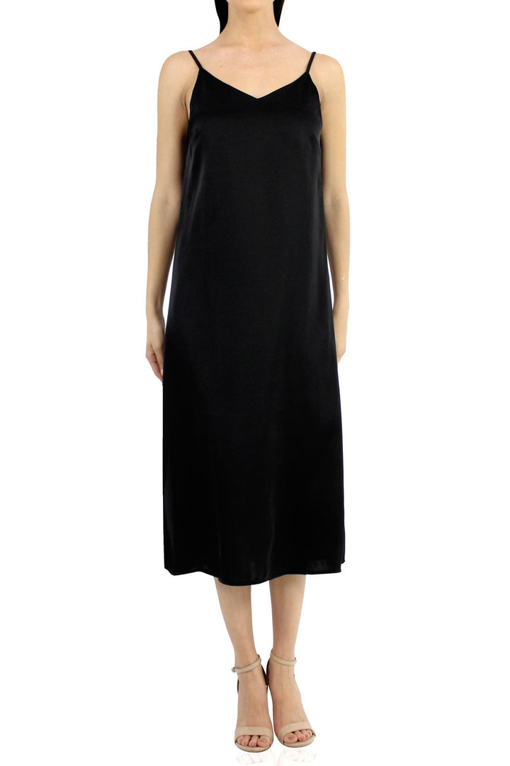 Designer Black Midi Dress | Slip Dress Outfits Designer Black Midi Dress | Slip Dress Outfits