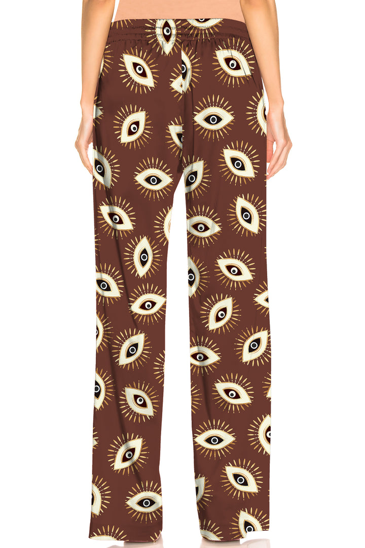 Kyle X Shahida, brown pyjamas, plazzos for women, straight leg pants,
