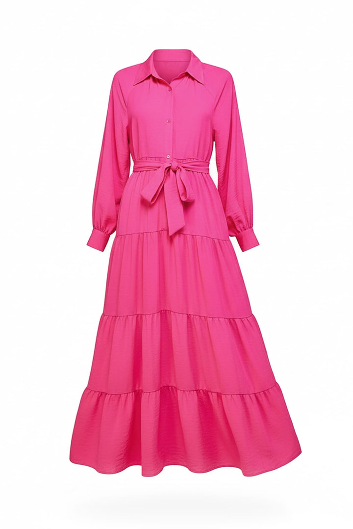 pink tiered shirt dress Boden Girls Tiered Shirt Dress in Pink