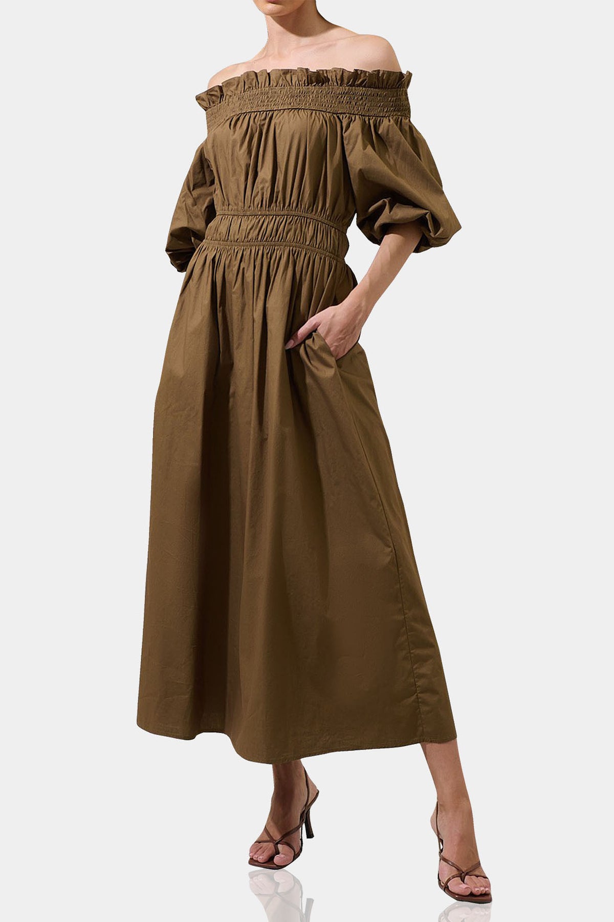 women's designer midi dresses – Satin, Printed & Cocktail Midi – Kyle x Shahida Alexandranx Solid Color Pleated COLOR:Green Formal dresses Short Infinity Tiered Silhouette