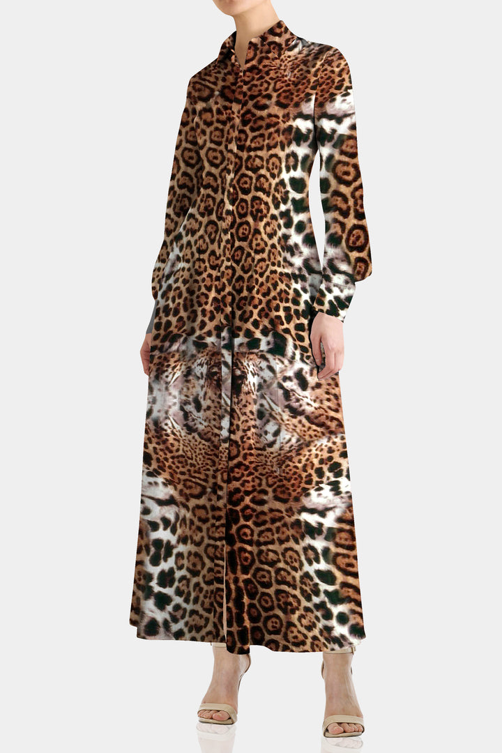 designer kimono wrap, leopard print fashion, luxury women outerwear, long flowing duster