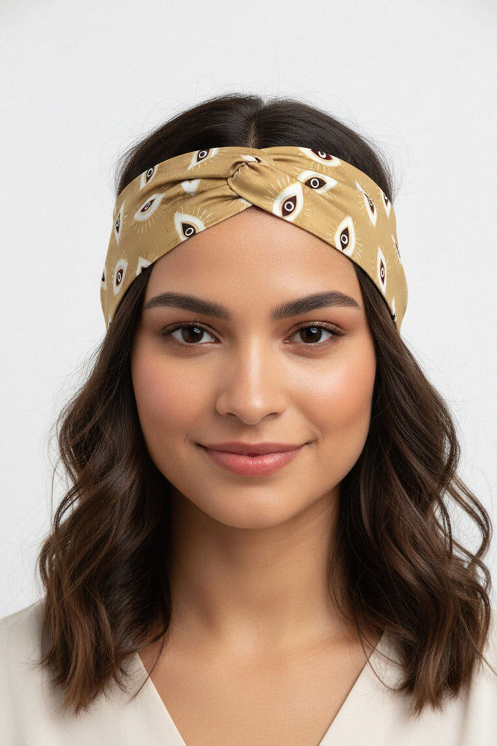 gold headband, boho accessory, women’s hairband, stylish wrap, twisted headband