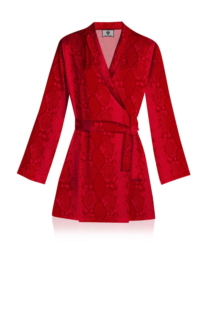 blood stone mini dress, vegan silk dress, cupro wrap dress, shahida kyle richards, sustainable womenswear, designer mini outfit