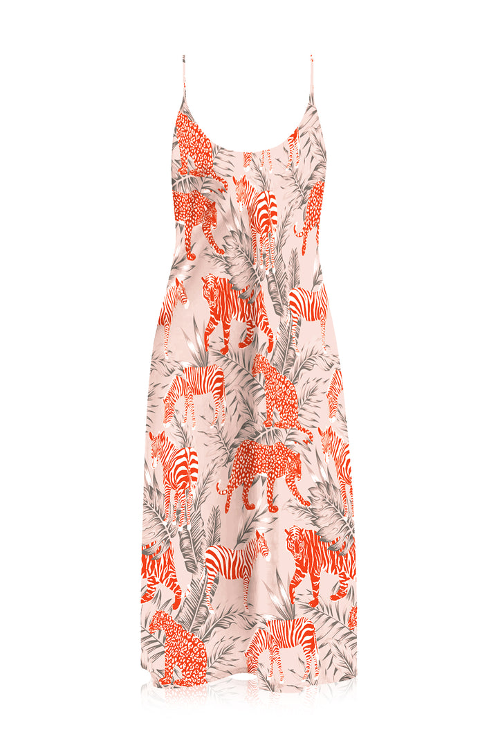 orange and white zebra print dress Zebra Maxi Slip Dress Orange