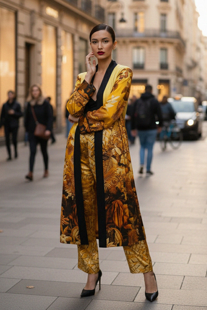 chic womenswear, elegant womens robe, resort chic outfit, neutral decor robe, artistic silk robe