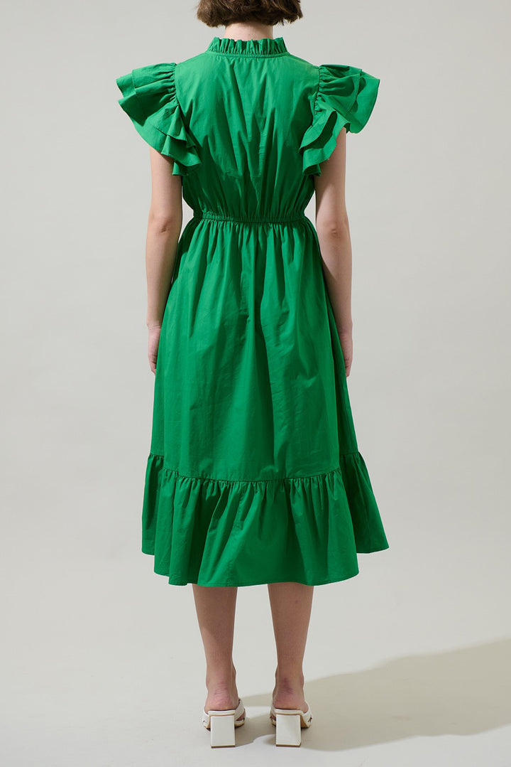 Designer Midi Emerald green Dress | Tiered Midi Dress | Kyle X Shahida Kyle x Shahida Designer Midi Emerald green Dress | Tiered Midi Dress | Kyle X Shahida Kyle x Shahida