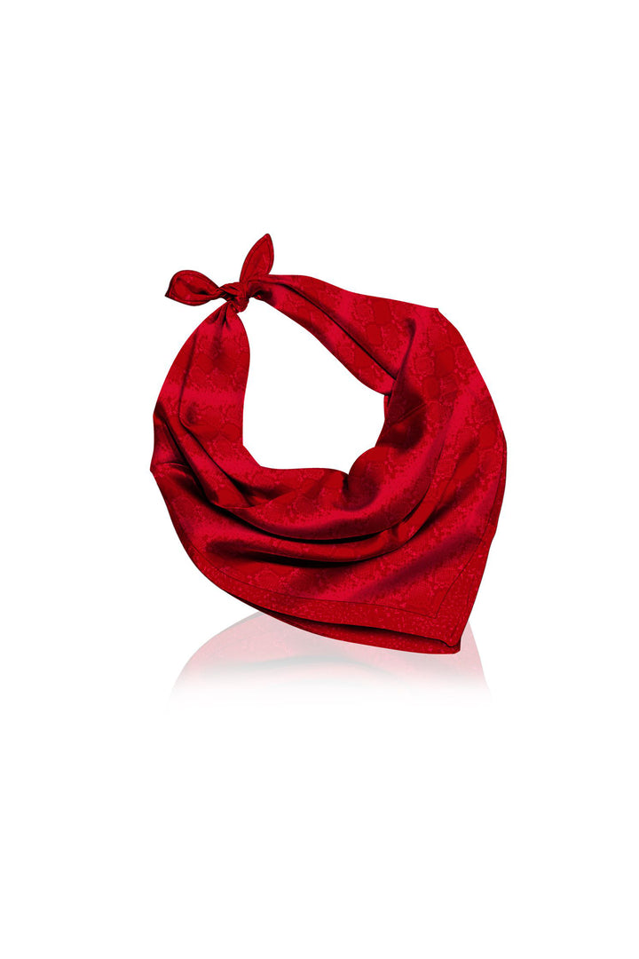 shahida-kyle-richards style, biodegradable scarf, blood stone fabric, eco fashion wrap, luxury red scarf, bold street style, satin fashion look