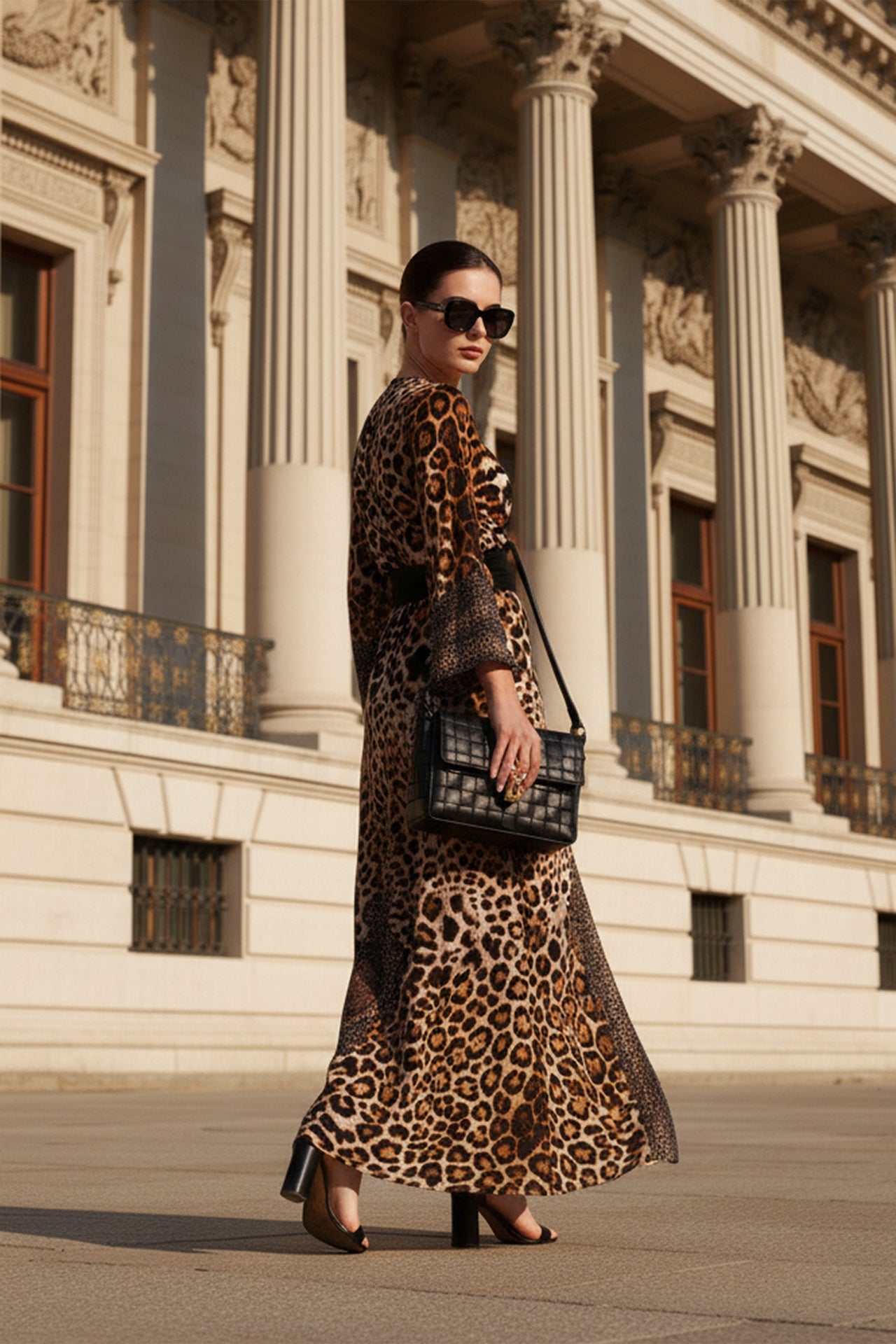 leopard wrap maxi dress Medium