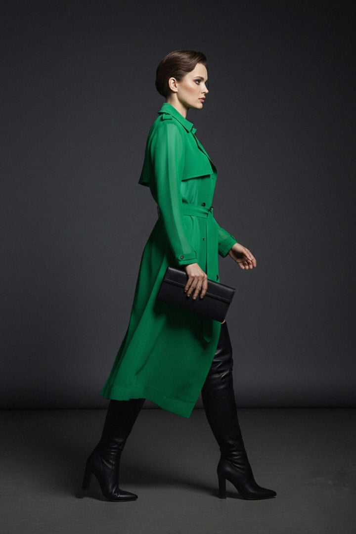 Shahida Parides,
belted trench coat,
full-length trench coat,
double-breasted trench coat,