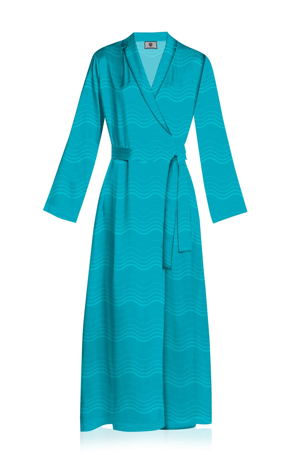 "blue wrap maxi dress" "Kyle X Shahida" "maxi plus size wrap dress" "long silk wrap dress"