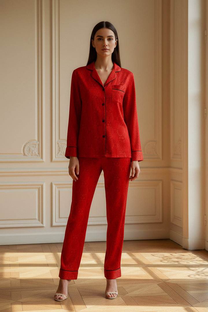 cupro pajama suit, womens satin pajamas, vegan silk loungewear, sustainable pajama set, eco friendly nightwear