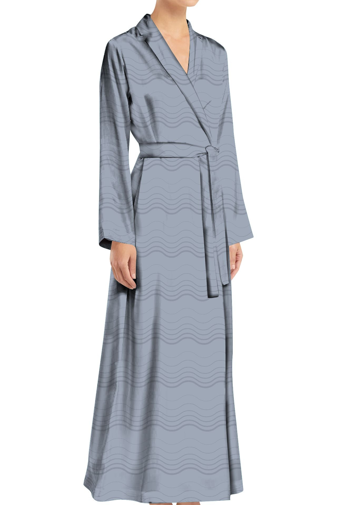 "maxi womens wrap dress" "light grey wrap dress" "Kyle X Shahida" "womens grey wrap dress"