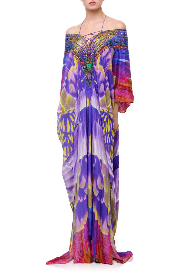 Purple Kaftan Beach Vacation Wear
