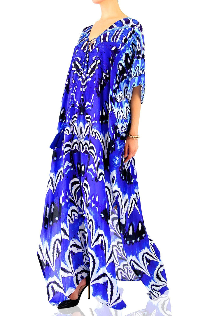   tropical dresses for vacation, cute vacation outfits, Shahida Parides, maxi kaftan,