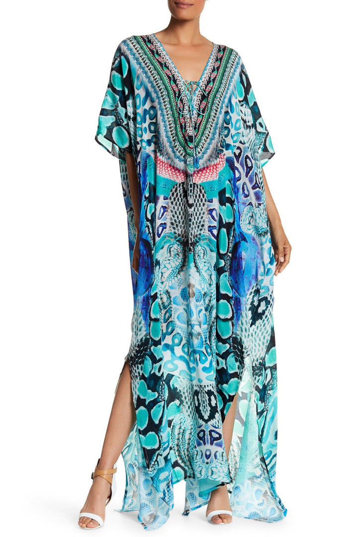 Designer Beach Vacation Wear | Long Sleeve Kaftan | Shahida Parides XL (14 US Designer Beach Vacation Wear | Long Sleeve Kaftan | Shahida Parides XL (14 US