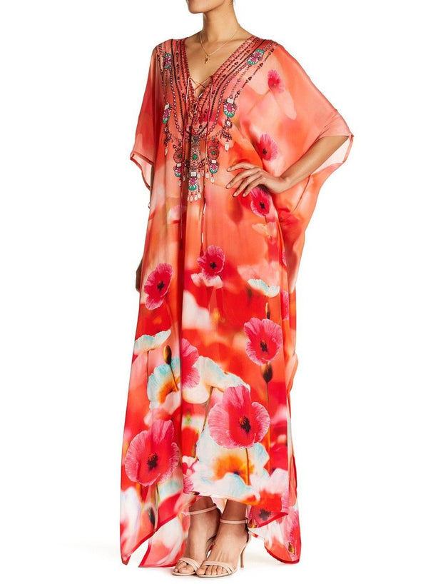 tropical dresses for vacation, cute vacation outfits, Shahida Parides, maxi kaftan,