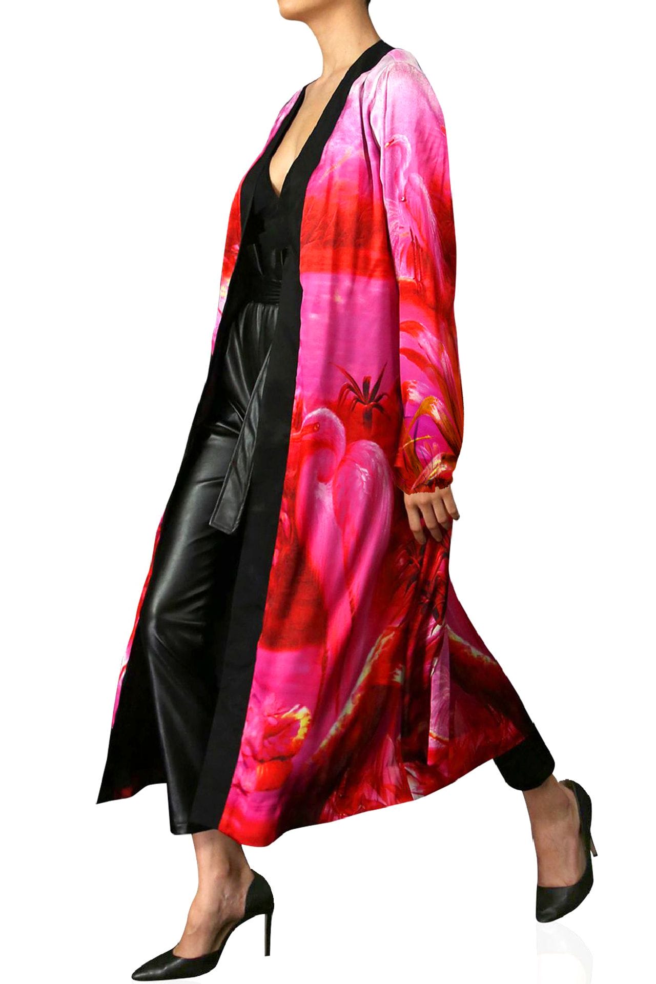  "long silk kimono" "kimono print" "kimono print" "Kyle X Shahida" "woman in silk robe"