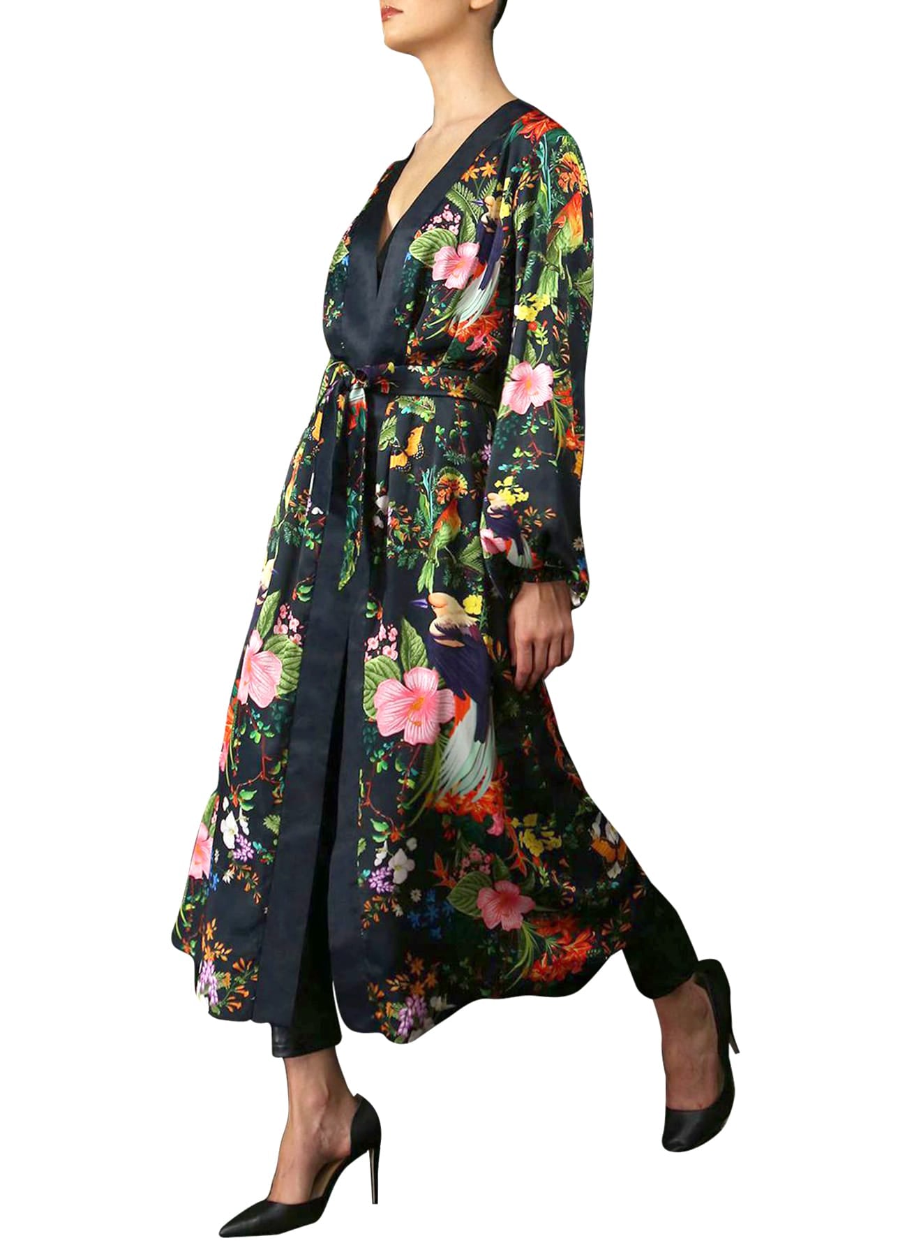 "Kyle X Shahida" "black silk robe womens" "long silk robe" "silk robes for women" "robe dress silk"
