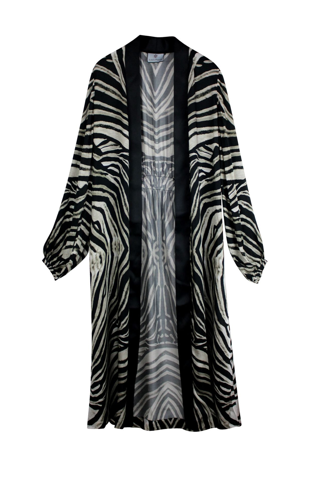 "Kyle X Shahida" "animal print kimono" "washable silk robe"  "silk robes for women" "long kimono robe womens" 