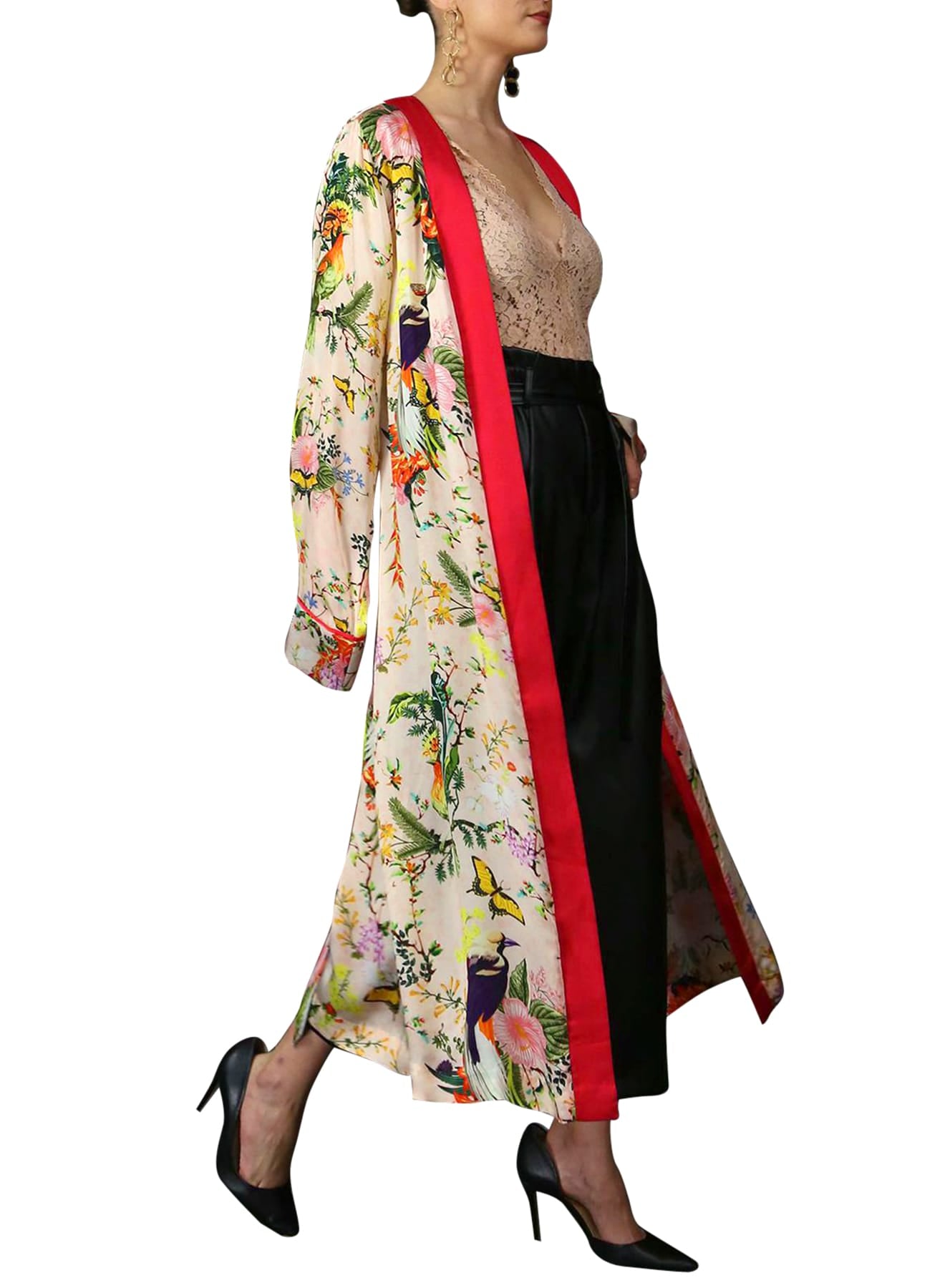 "Kyle X Shahida" "summer kimono" "hot pink silk robe" "silk robes and kimonos" "womens long kimono robe"