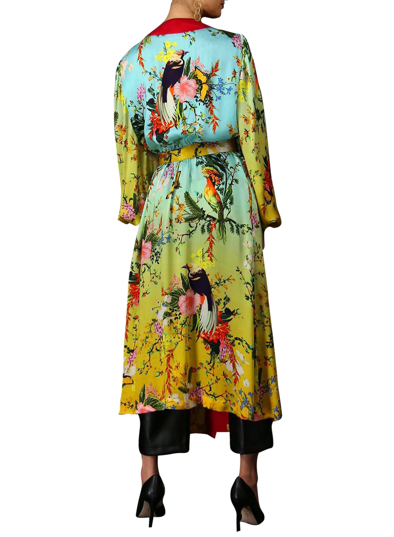 "Kyle X Shahida" "green silk robe" "womens long kimono robe" "silk yellow robe" "plus size kimono" "womens long kimono"
