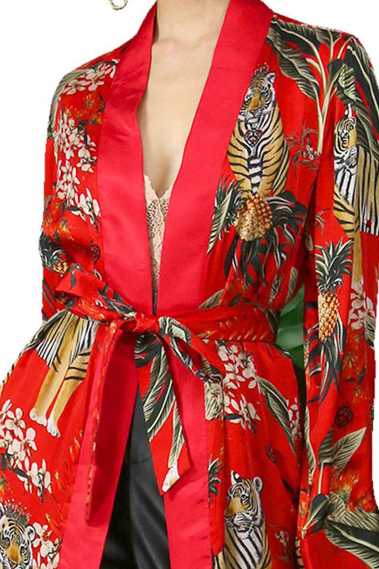 "sexy silk robe" "animal print kimono" "Kyle X Shahida" "silk kimono womens"  "long silk kimono robe" 