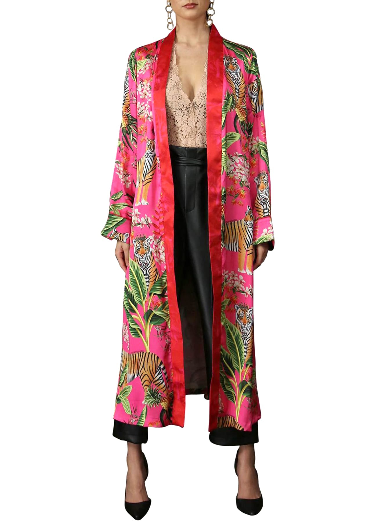 "Kyle X Shahida" "kimono print" "washable silk robe" "woman in silk robe" "silk kimono" "robe dress silk"