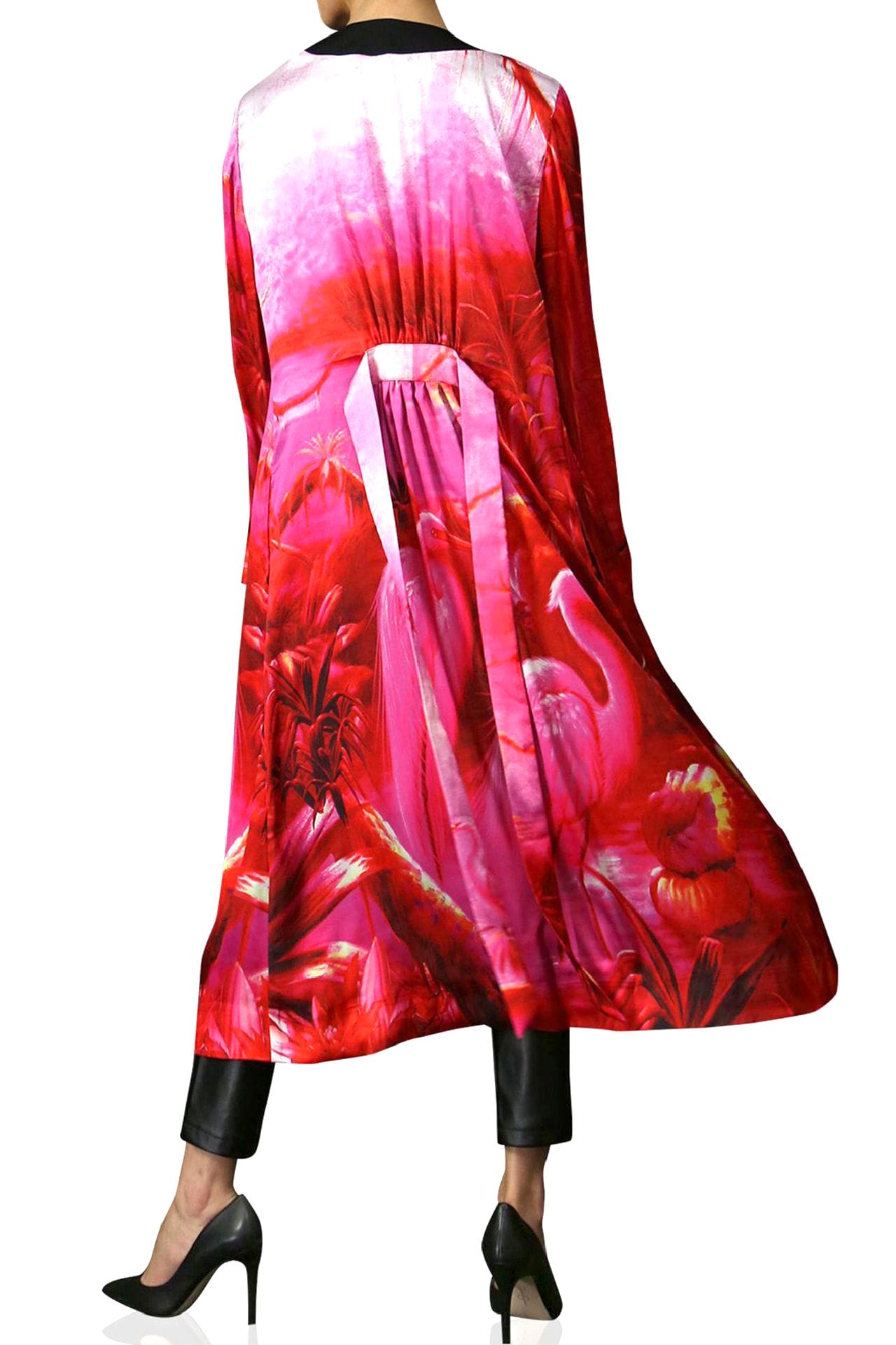 "womens long kimono" "luxury kimono" "Kyle X Shahida" "robe silk kimono" "hot pink silk robe"