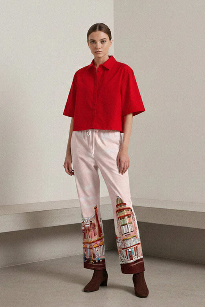 kyle-x-shahida, tailored fit pants, chic fashion wear, designer pants women, luxury print trousers, stylish outfit pants