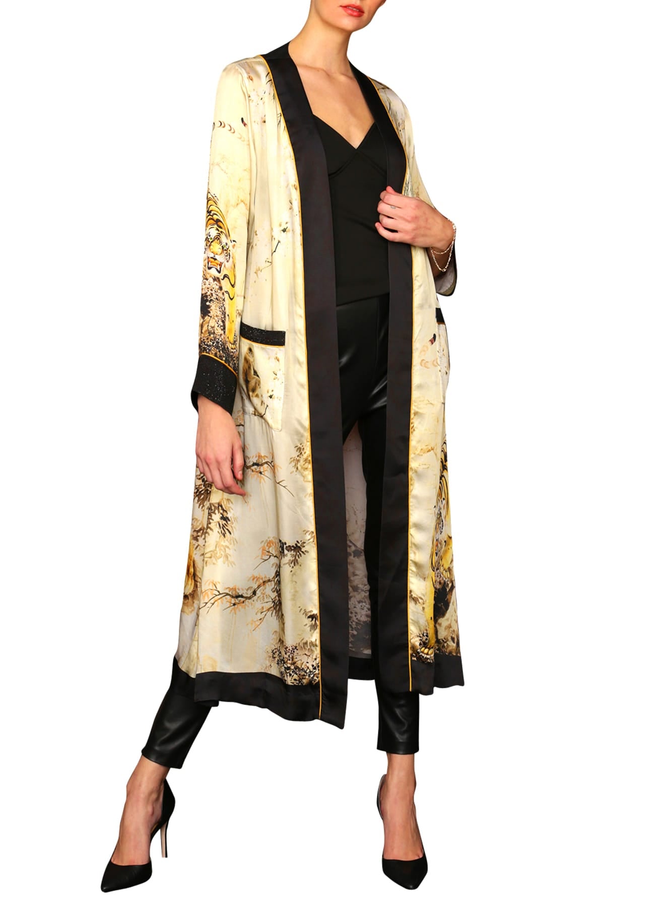 "Kyle X Shahida" "long silk kimono" "womens long kimono robe"  "printed kimono" "luxury kimono" 