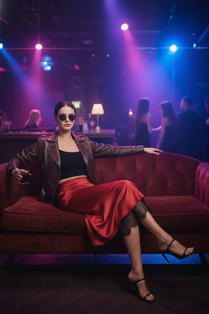 N ea Pari,
feminine midi skirt,
classic lace skirt,
midi lace skirt outfit,