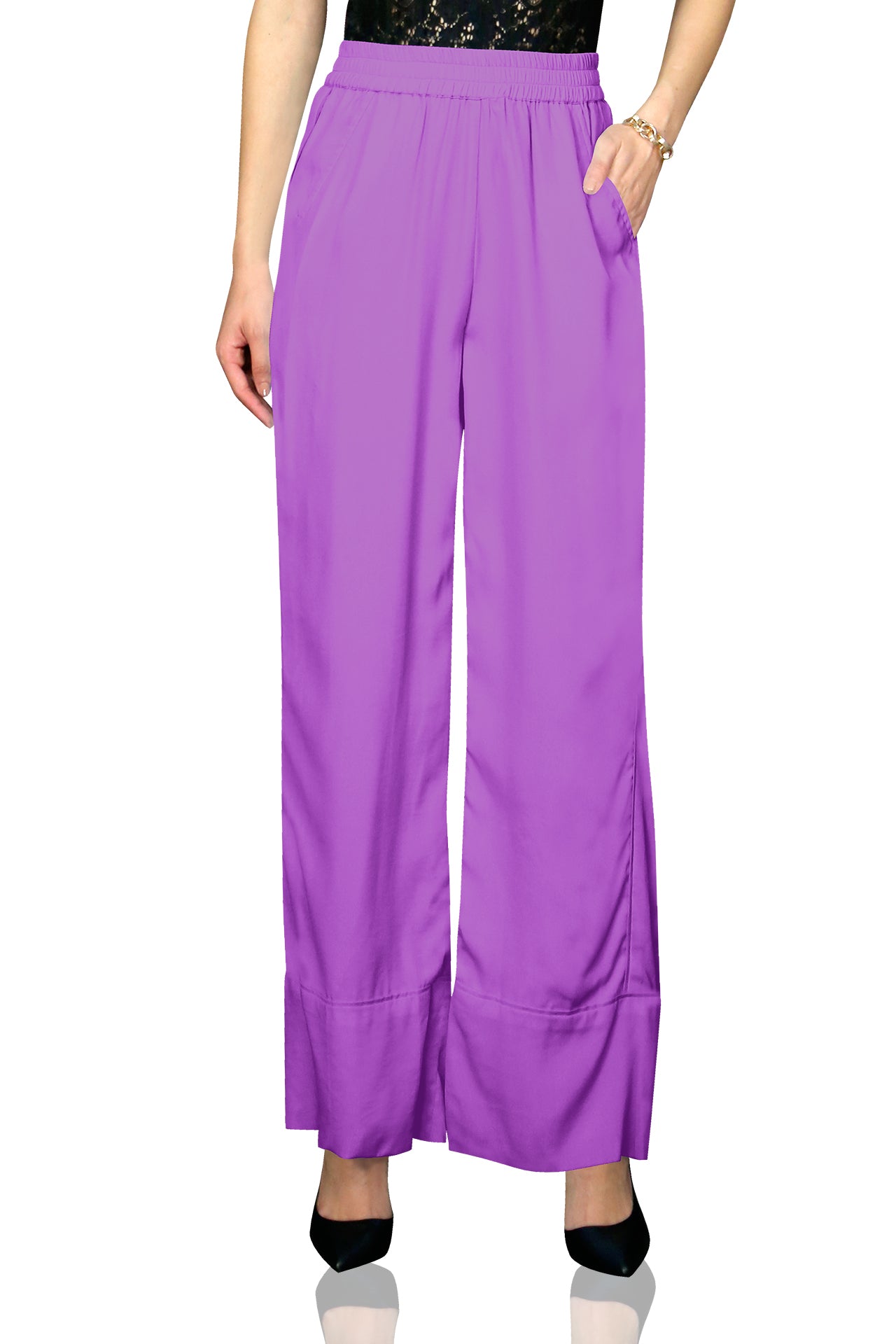 purple dress pants women Ladies - Lilac - Size: 6 Women Wide Leg Pants For Women Work Business Casual High Waisted Dress Pants Flowy Trousers Office Features LOW-RISE STRAIGHT LEG PANTS -
