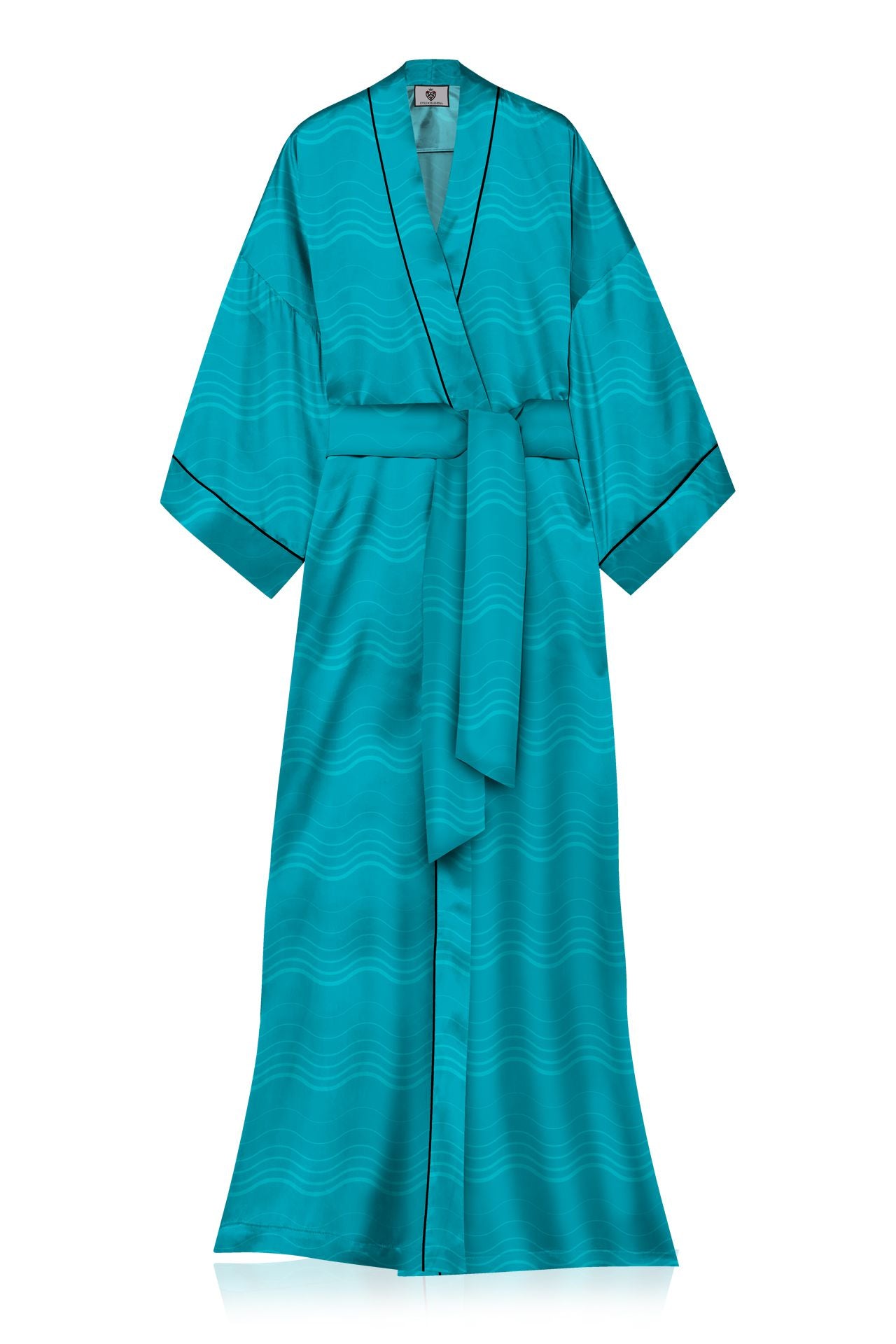 "light blue robes" "Kyle X Shahida" "silk robes and kimonos" "luxury kimono"