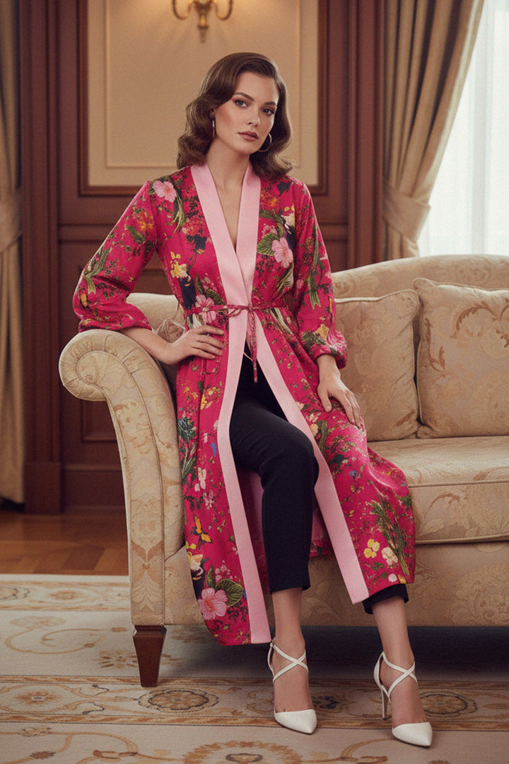 Kyle Richards, ladies fashion, chic clothing, soft kimono, elegant wrap, robe outfit, stylish wear, modern robe