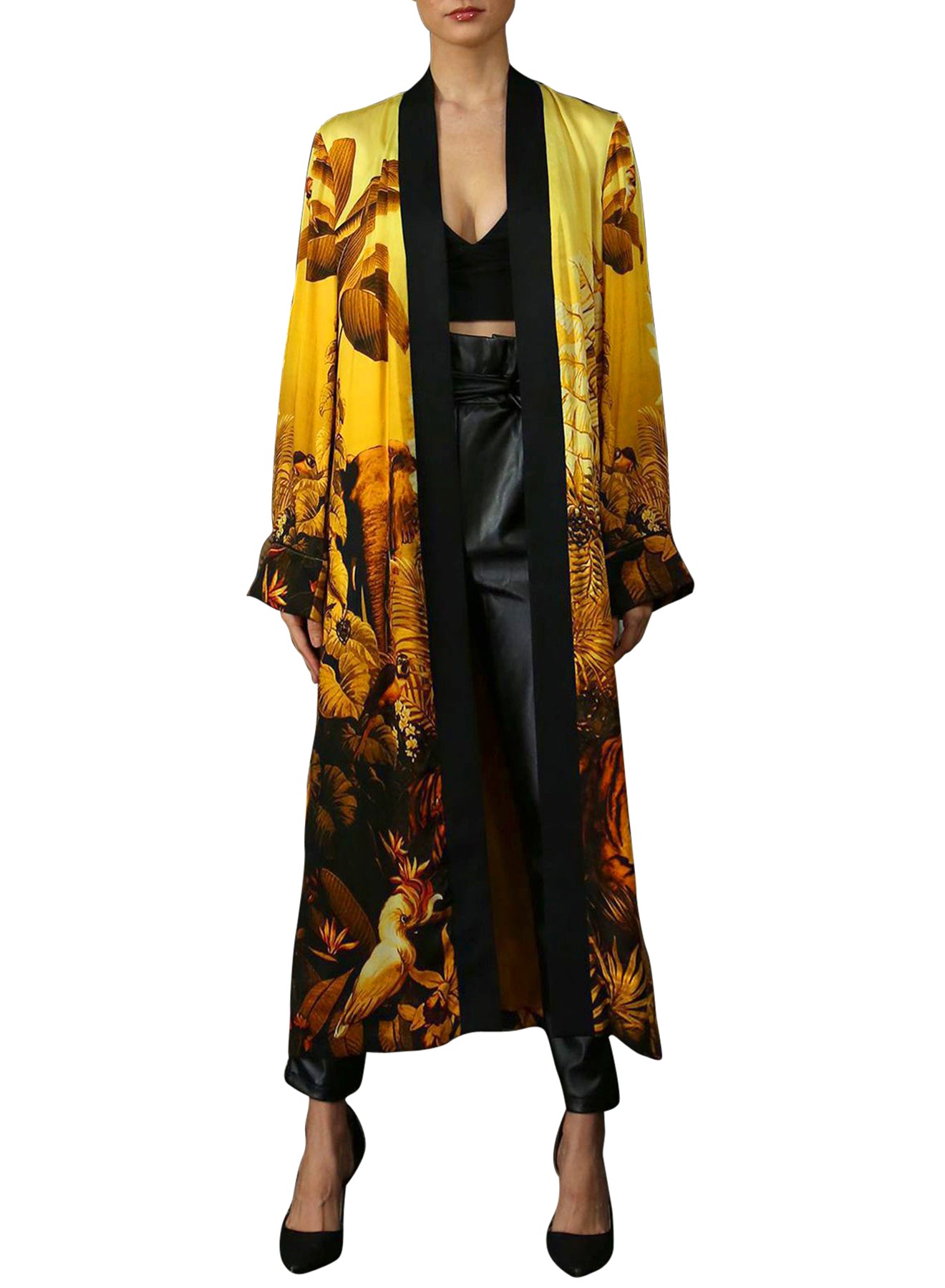 "yellow silk kimono" "Kyle X Shahida" "womens long kimono" "luxury kimono" "womens kimono robes"