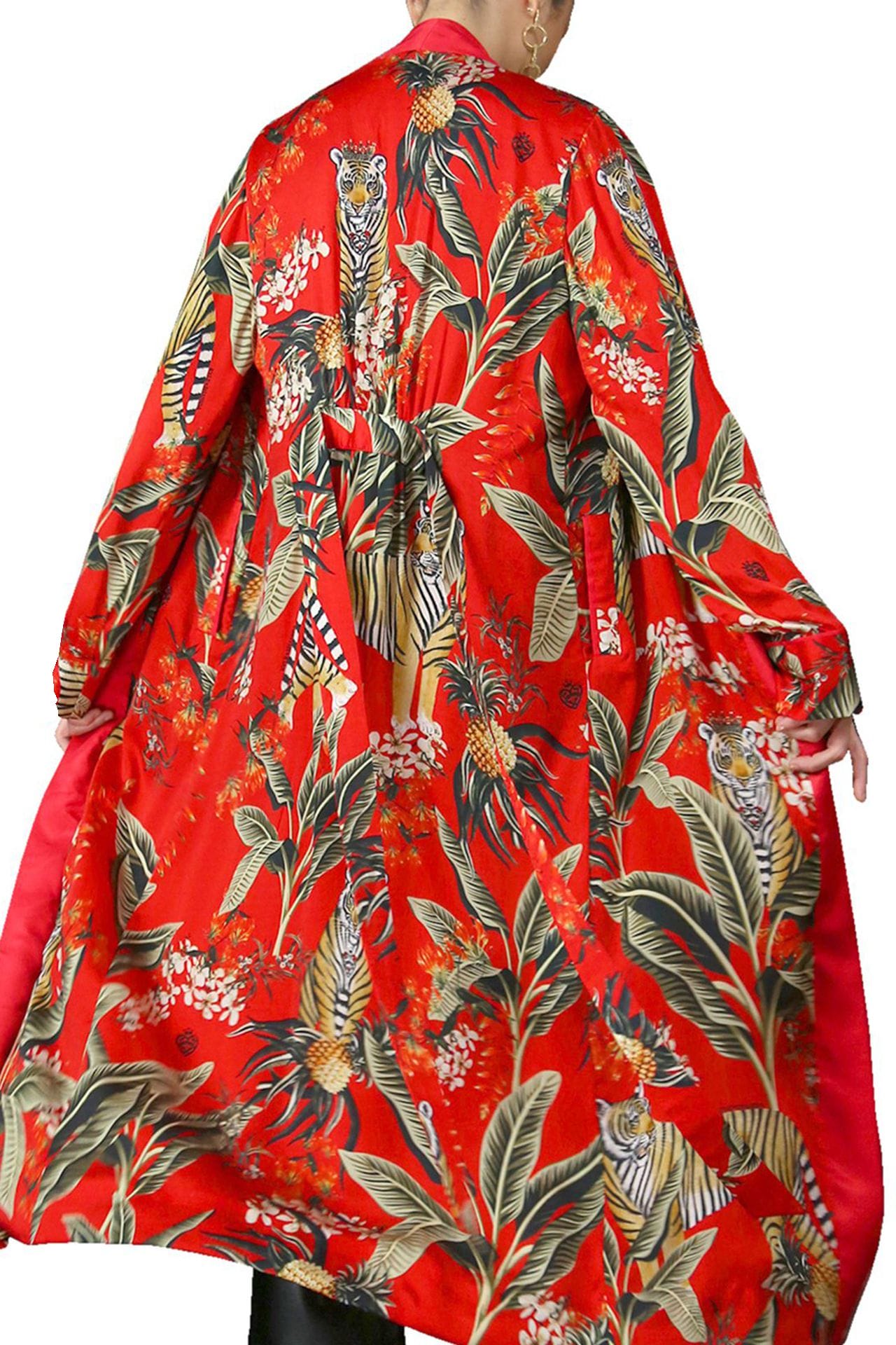 "Kyle X Shahida" "silk kimono womens" "animal print robe" "robe silk kimono" "belted kimono"