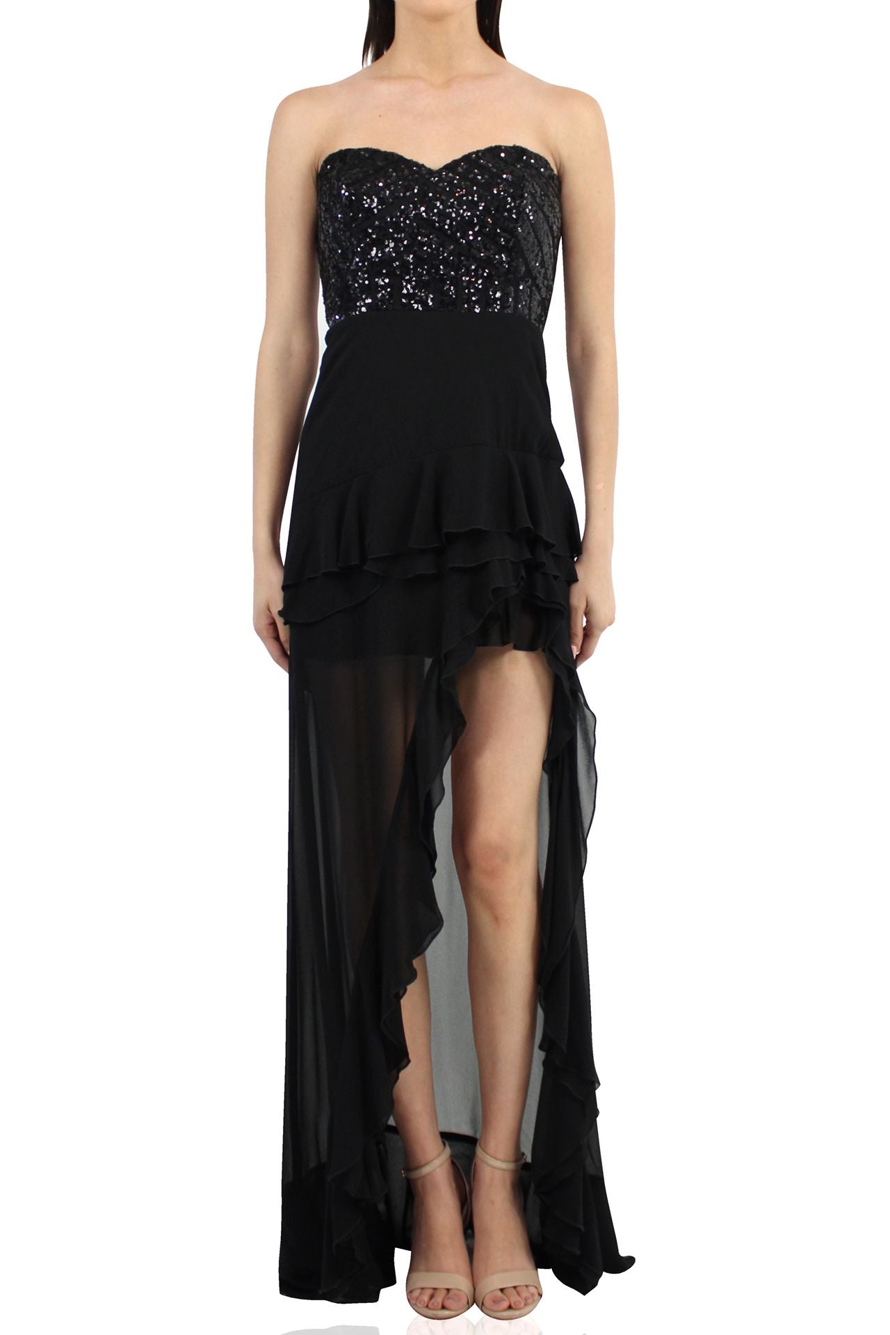 "sexy black sequin dress" "black prom dress sequin" "Kyle X Shahida" "long black dress sequin"