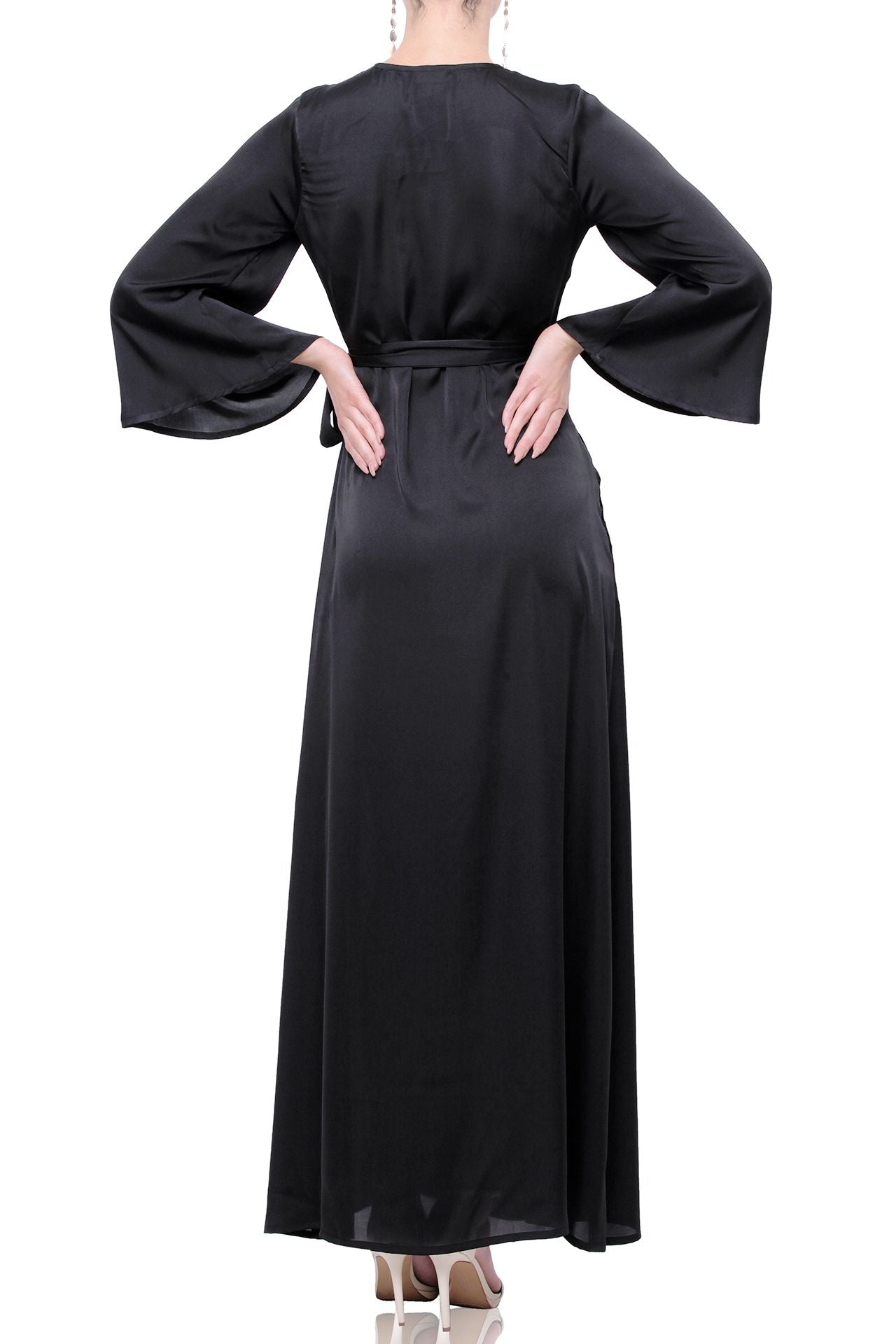 Black Long Sleeve Wrap Dress - S Black Long Sleeve Wrap Dress - S
