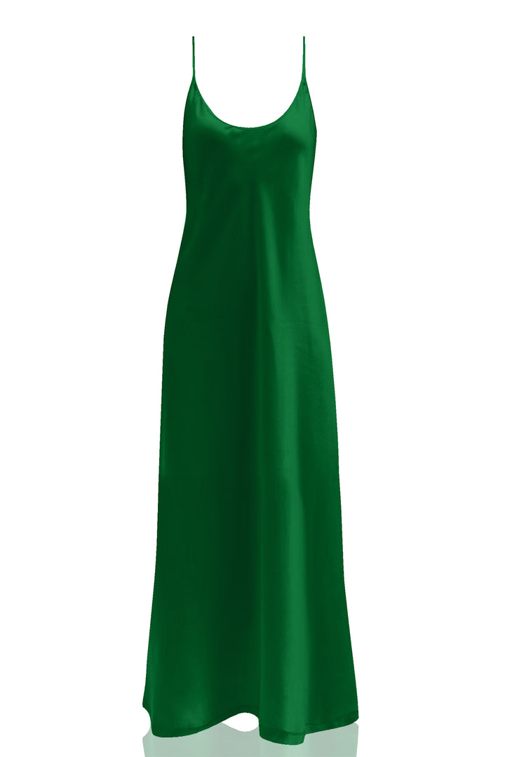 Designer Silk Cami Dress Long | Green Maxi Slip Dress Designer Silk Cami Dress Long | Green Maxi Slip Dress